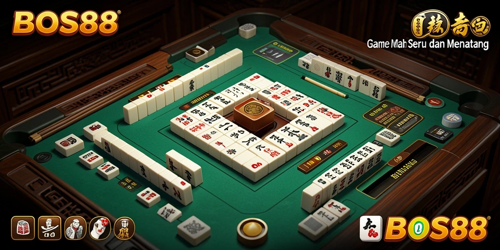 Tampilan gameplay seru dari BOS88 dengan ubin Mahjong yang menawan.