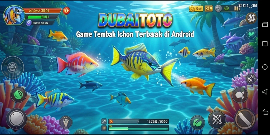 Tangkapan layar DUBAITOTO menampilkan aksi seru saat menembak ikan.