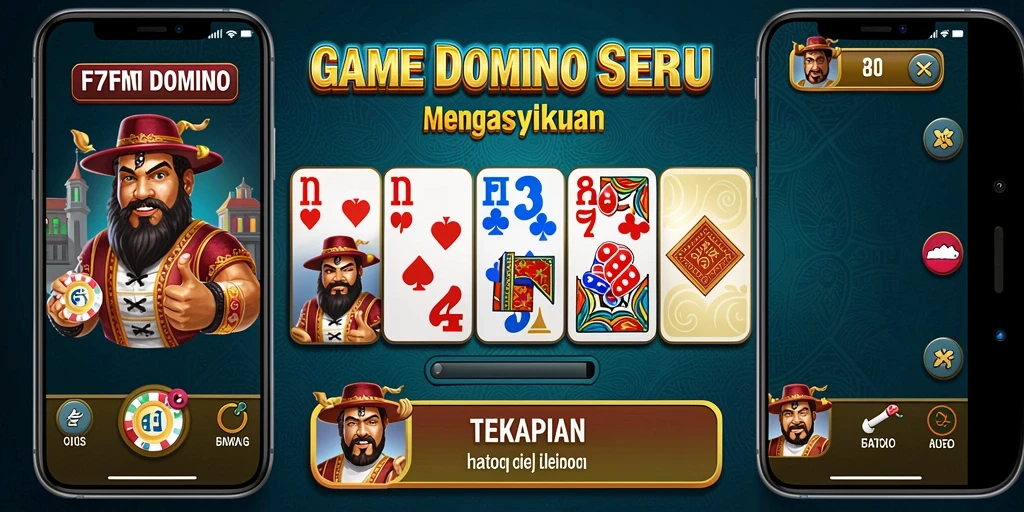 Tampilan papan permainan Domino yang menarik di F7F7.