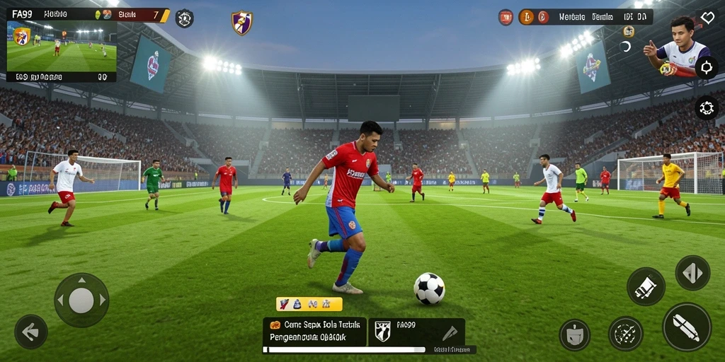 Tampilan aksi seru dalam pertandingan sepak bola FA99.