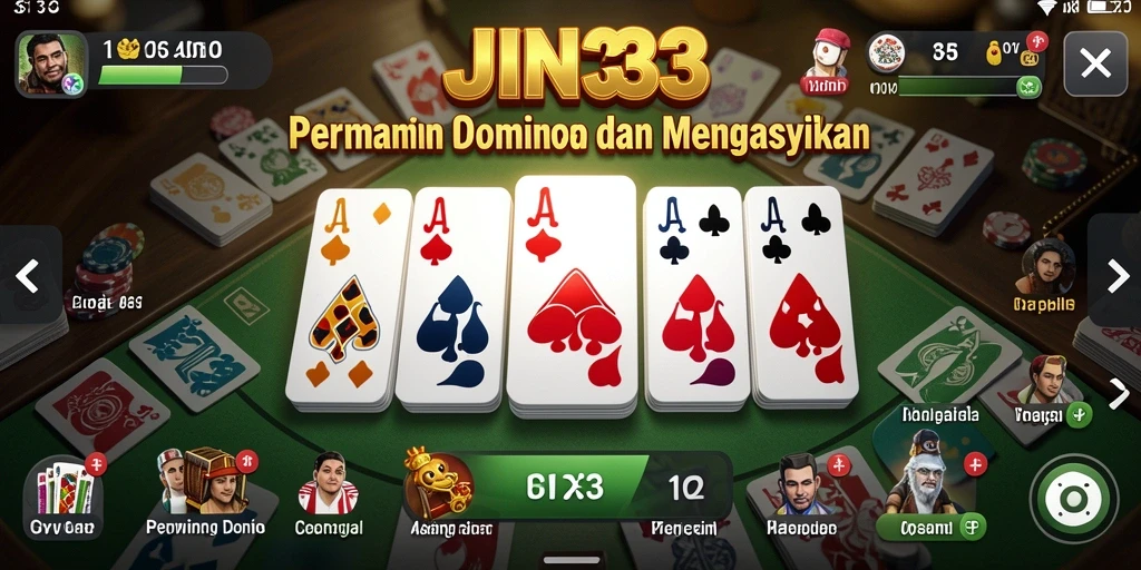 Tampilan gameplay menarik dari JIN33 yang menunjukkan keseruan bermain Domino.