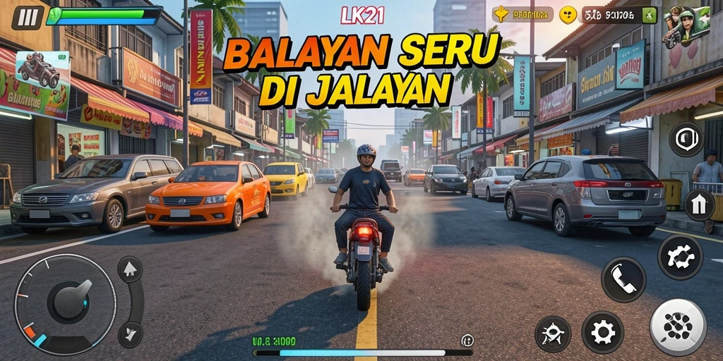 Tampilan gameplay LK21 yang intens dan penuh aksi balapan.