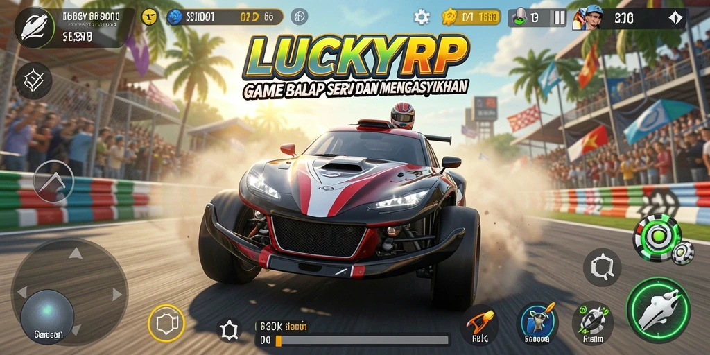 Gameplay LUCKYRP yang mendebarkan di lintasan balap.