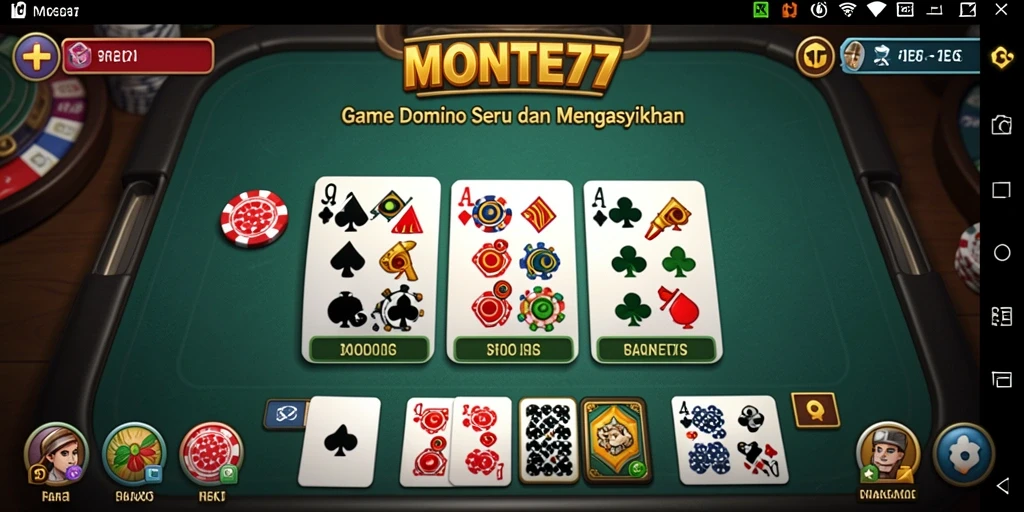 Tampilan seru gameplay domino di MONTE77.