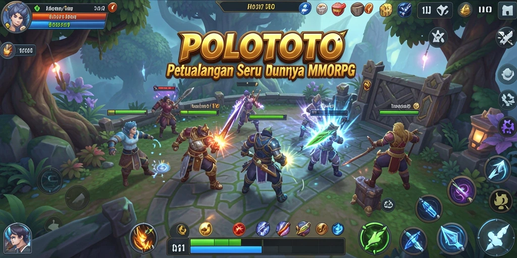 Tampak dalam screenshot, petualangan MMORPG yang seru di POLOTOTO.