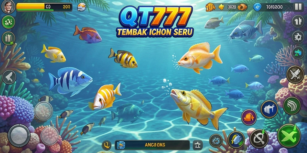 Tampilan screenshot QT777 menampilkan aksi seru menangkap ikan.