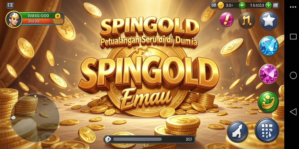 Screenshot gameplay SPINGOLD menampilkan petualangan menakjubkan di dunia emas.