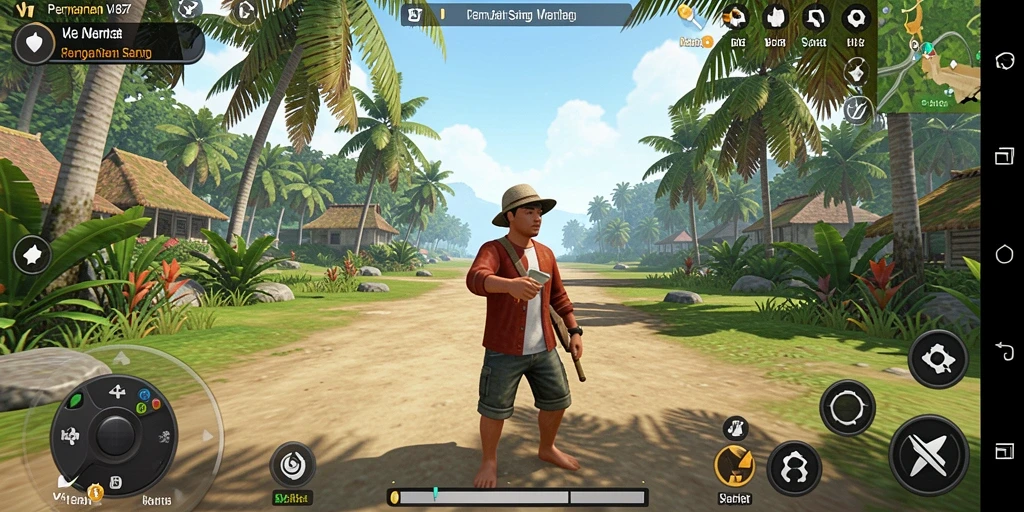 Tangkapan layar dari gameplay V87 yang penuh warna dan menarik.