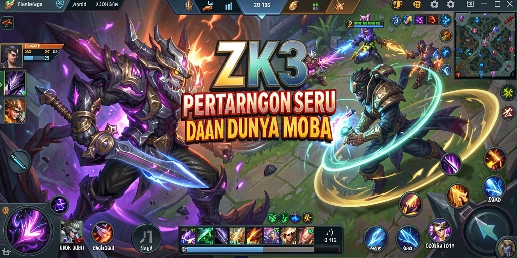 Gameplay seru ZK3 di arena pertarungan MOBA.